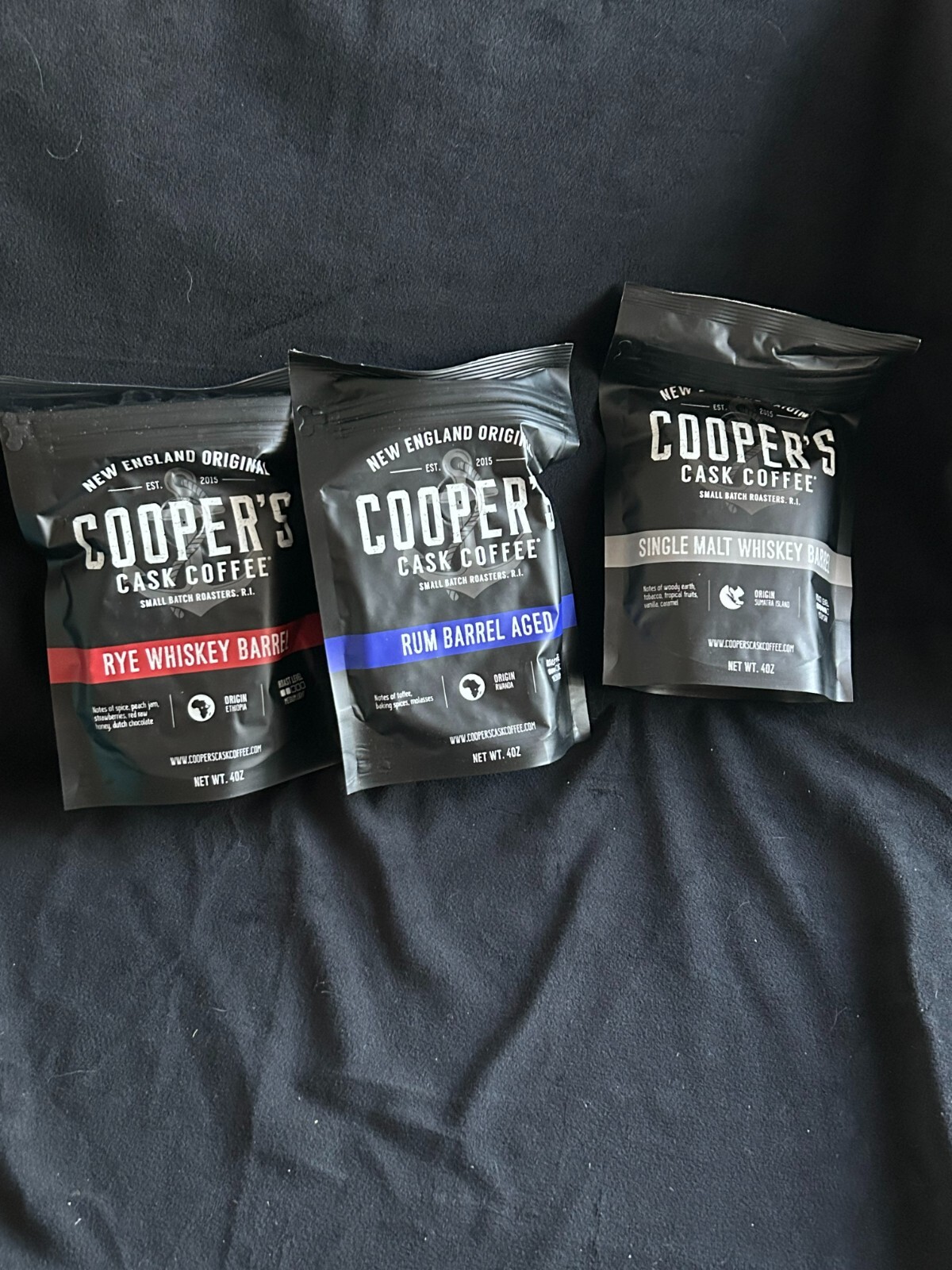 Bourbon Barrel Aged Coffee Whole Bean Set, Single Origin Sumatra Whiskey