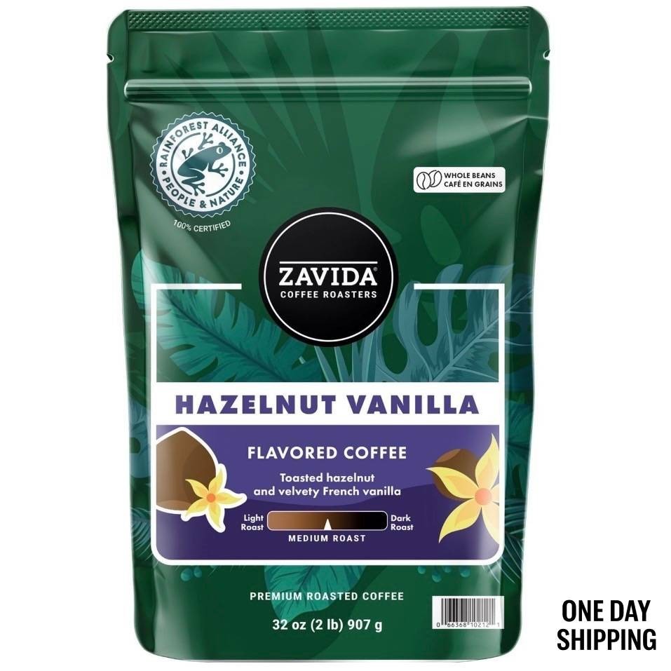 Zavida Coffee Whole Bean Coffee, Hazelnut Vanilla (32 oz.)