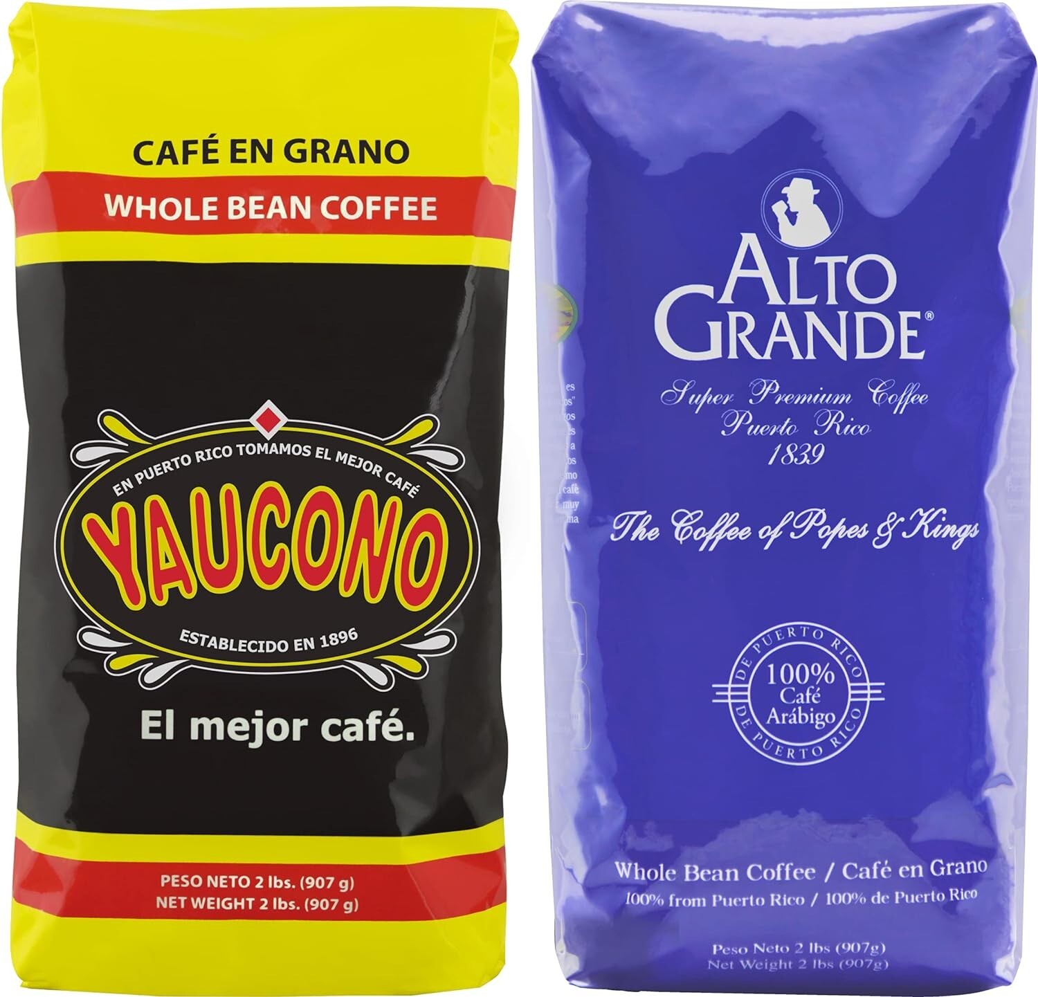Alto Grande Medium-Dark Roast, Yaucono Medium Roast, Whole Bean Coffee 2 lb Bags