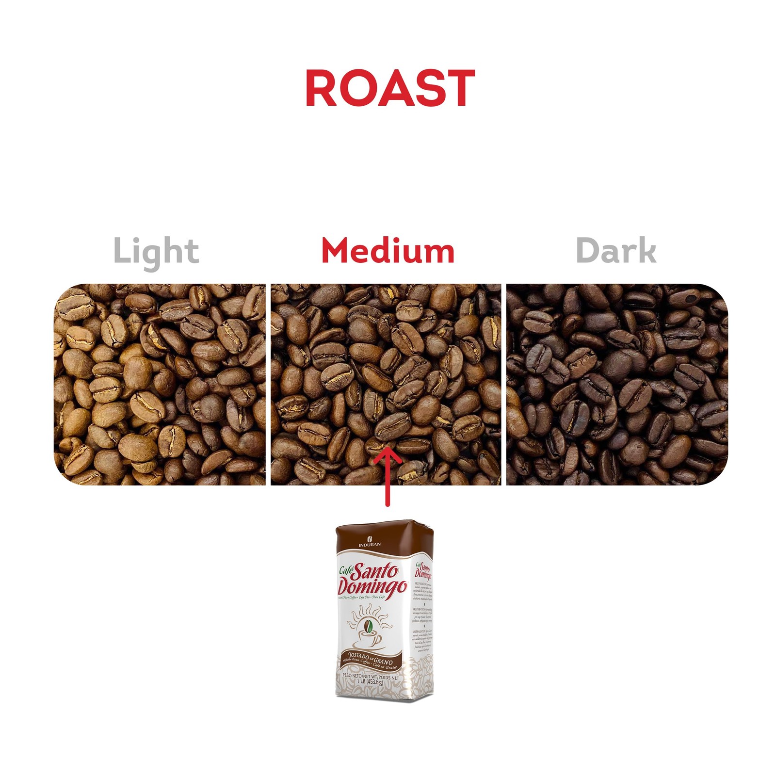 Café Santo Domingo, 16 oz Bag, Whole Bean Coffee, Medium Roast – (Pack of 4)