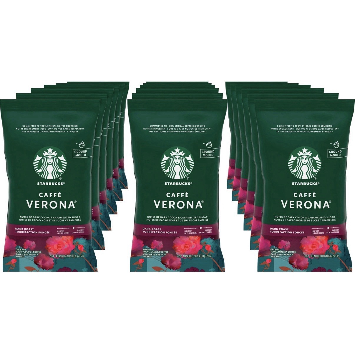 Starbucks Caffe Verona Ground Coffee Case of 18 Bags 2.5oz SEALED NEW