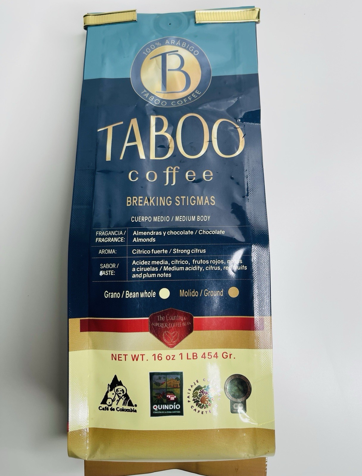 1LB(16oz) Colombian Ground Coffee-100%ARABIGO, Medium Body, Strong Citrus