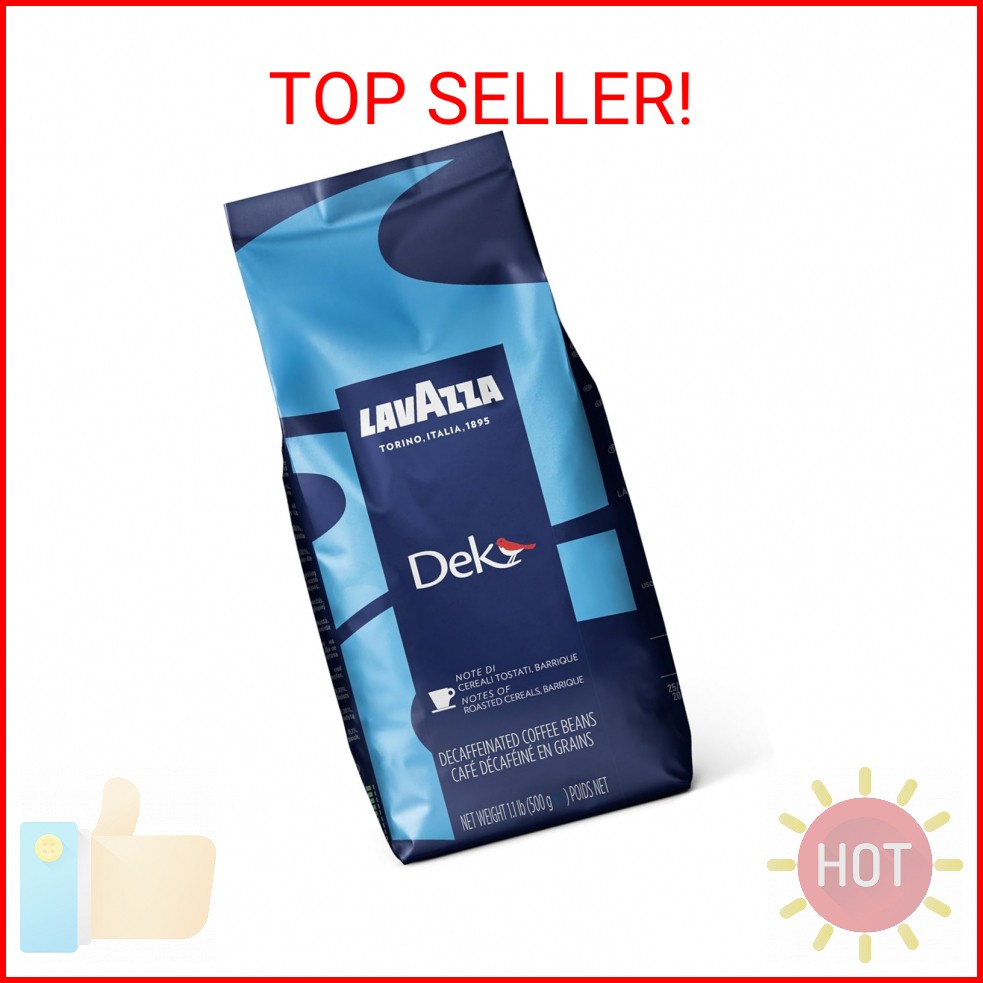 Lavazza DEK Whole Bean Coffee, Arabica and Robusta Blend, 1.1 lb Bag (Pack of 1)