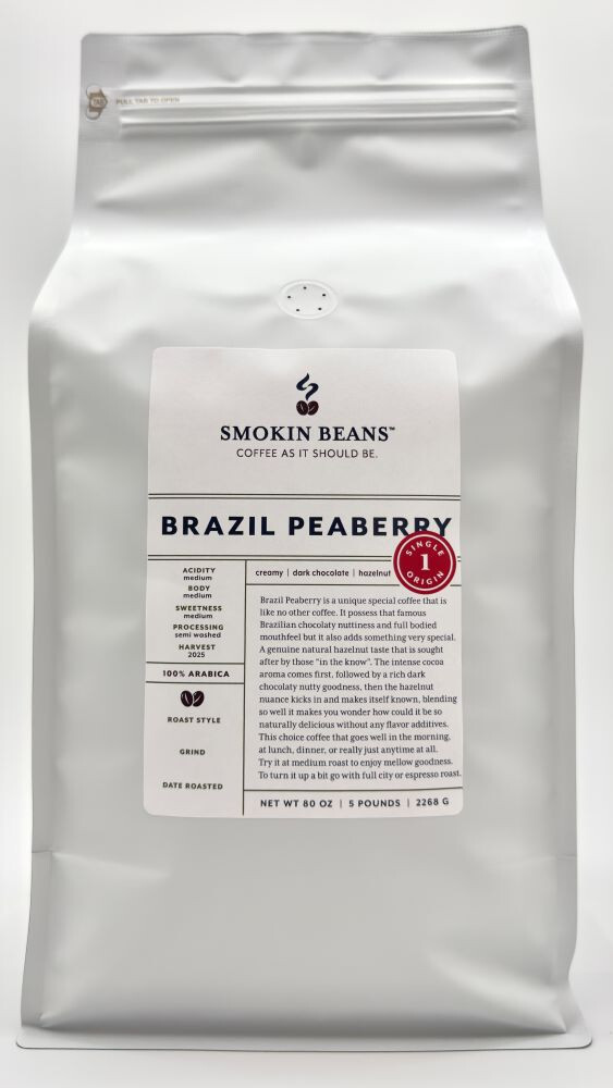 8oz/5lb – Brazil Peaberry – South America – Fresh Roasted To Order Coffee