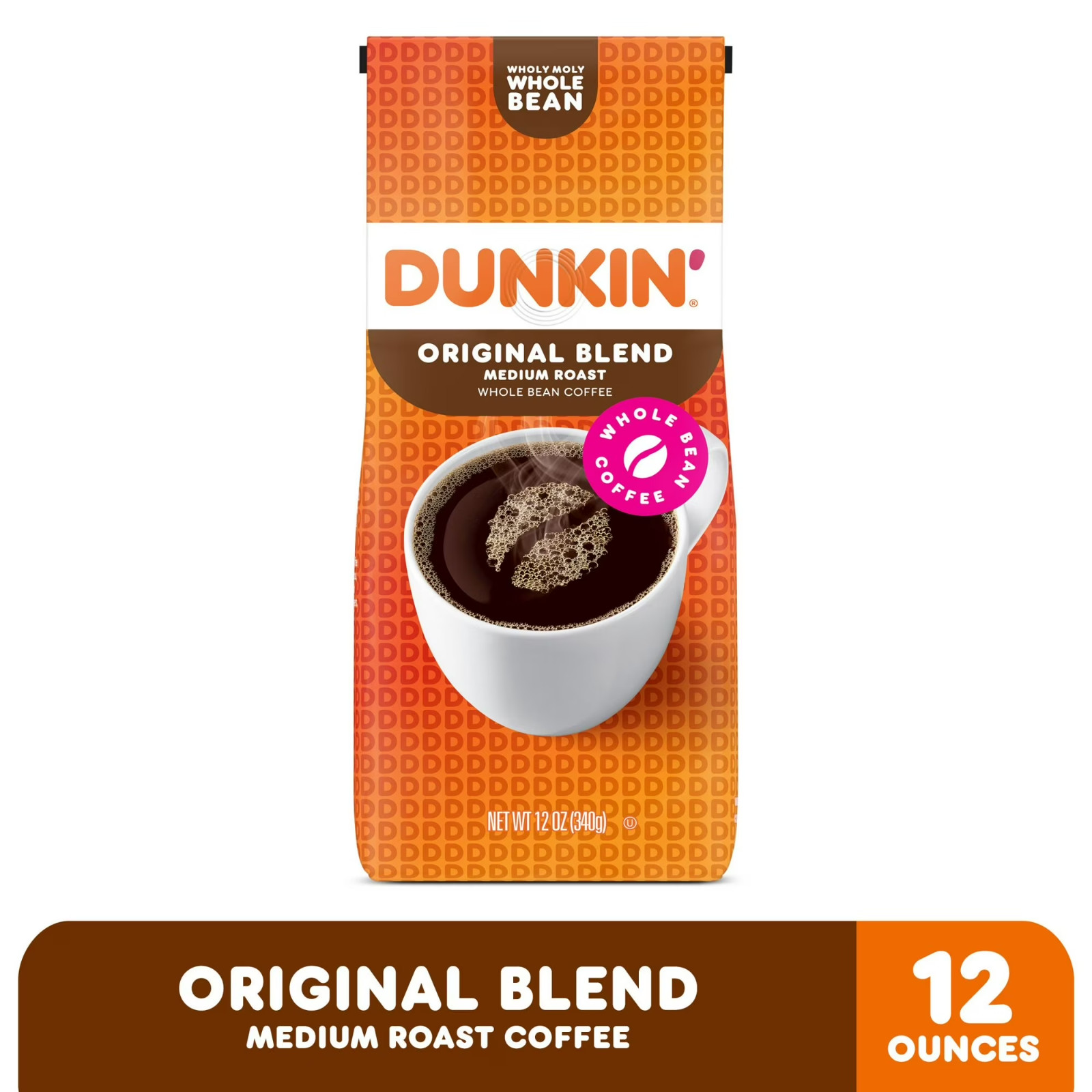 TitleDunkin’ Original Blend Whole Bean Coffee, Medium Roast, 12 oz Bag…