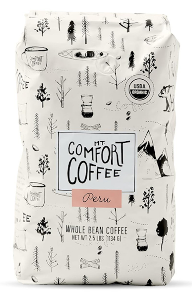 Mt. Comfort Organic Peru Medium Roast Whole Been Coffee 2.5 Lb Bag