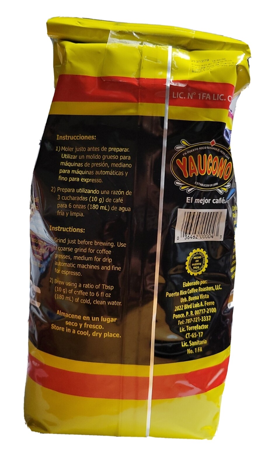 CAFE YAUCONO, MEDIUM ROAST WHOLE BEAN COFFEE 5 Bags 10 Lbs. Total