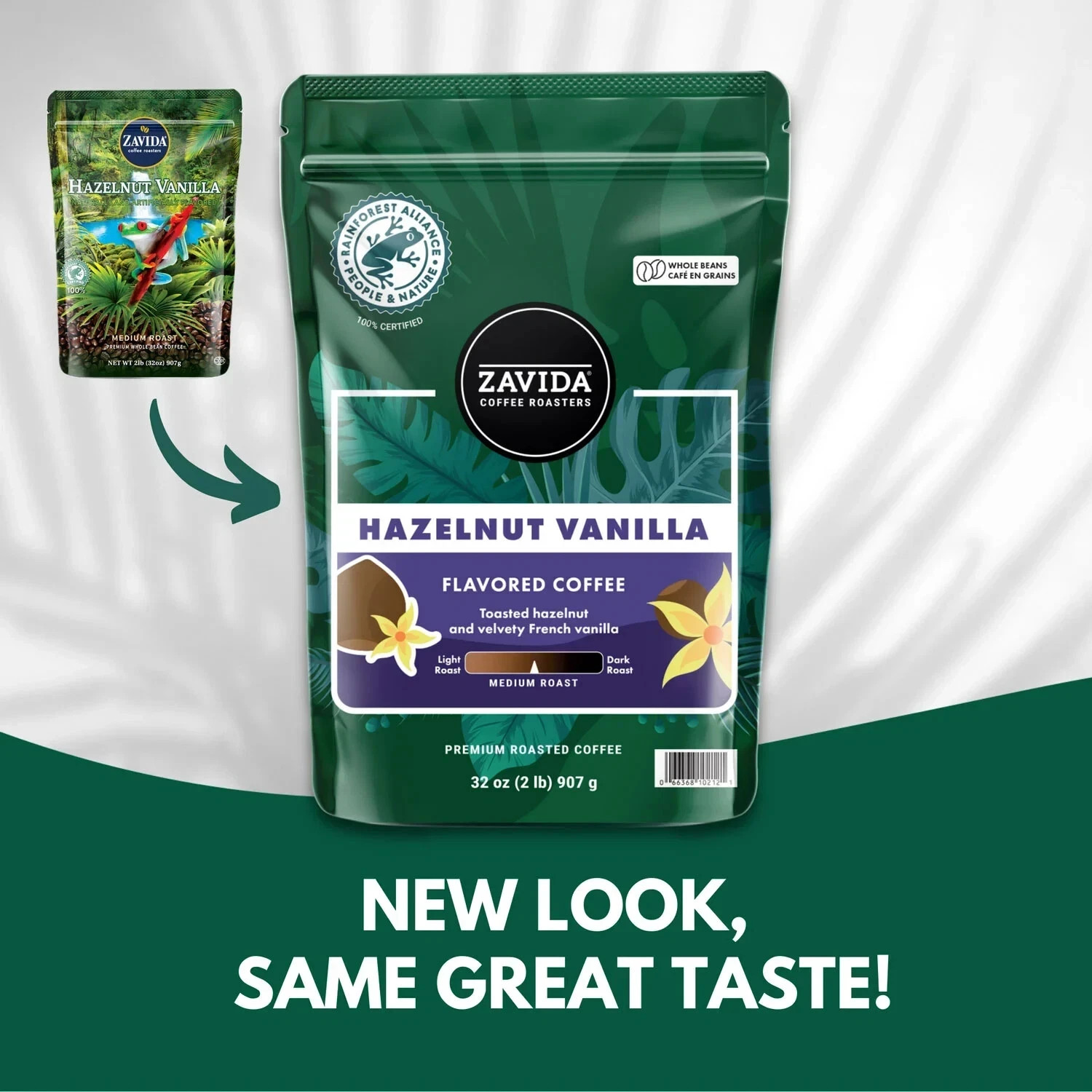Zavida Coffee Whole Bean Coffee, Hazelnut Vanilla (32 oz.)