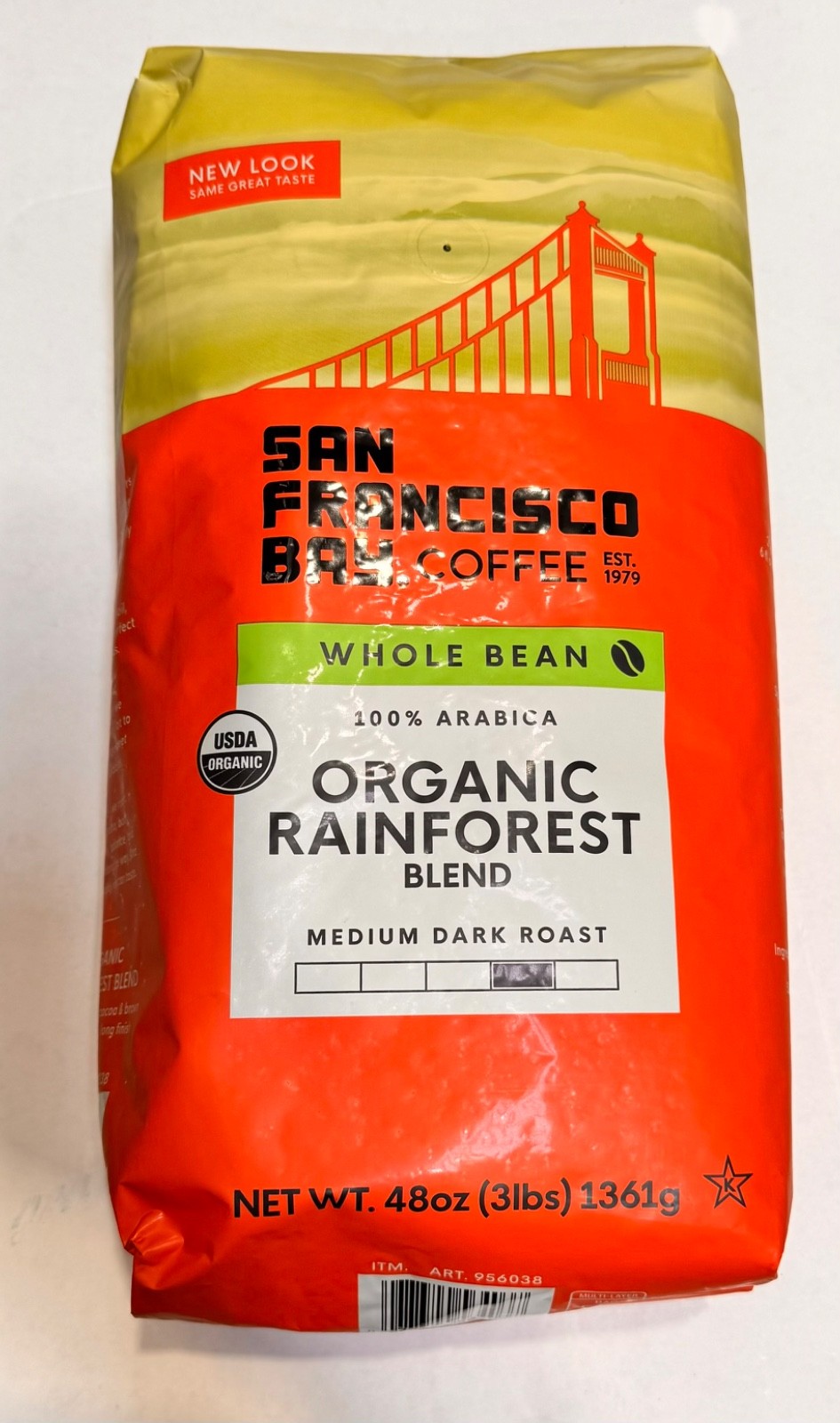 3 lbs, San Francisco Bay Organic Rainforest Blend Whole Bean Coffee, ( 1361 g )