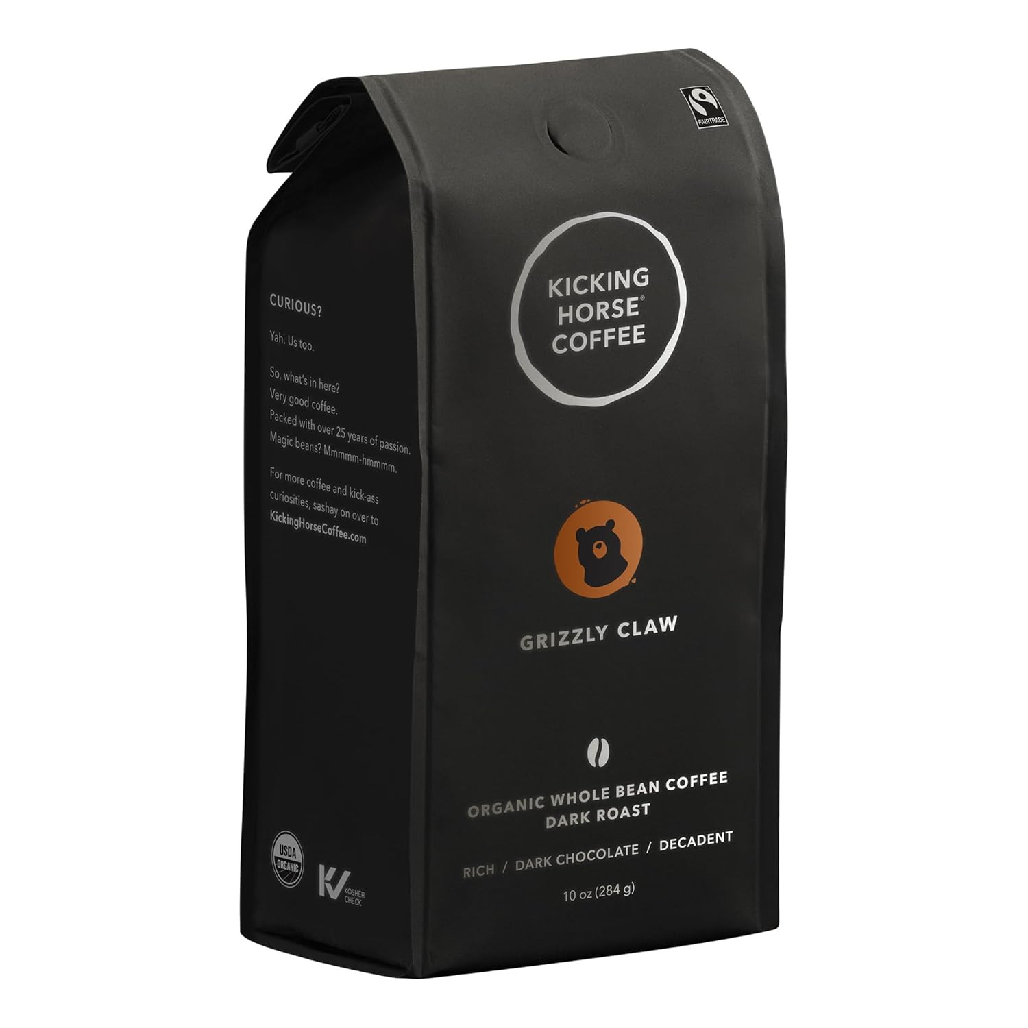 Coffee, Grizzly Claw, Dark Roast, Whole Bean, 10 Oz – Certified Organic, Fairtra