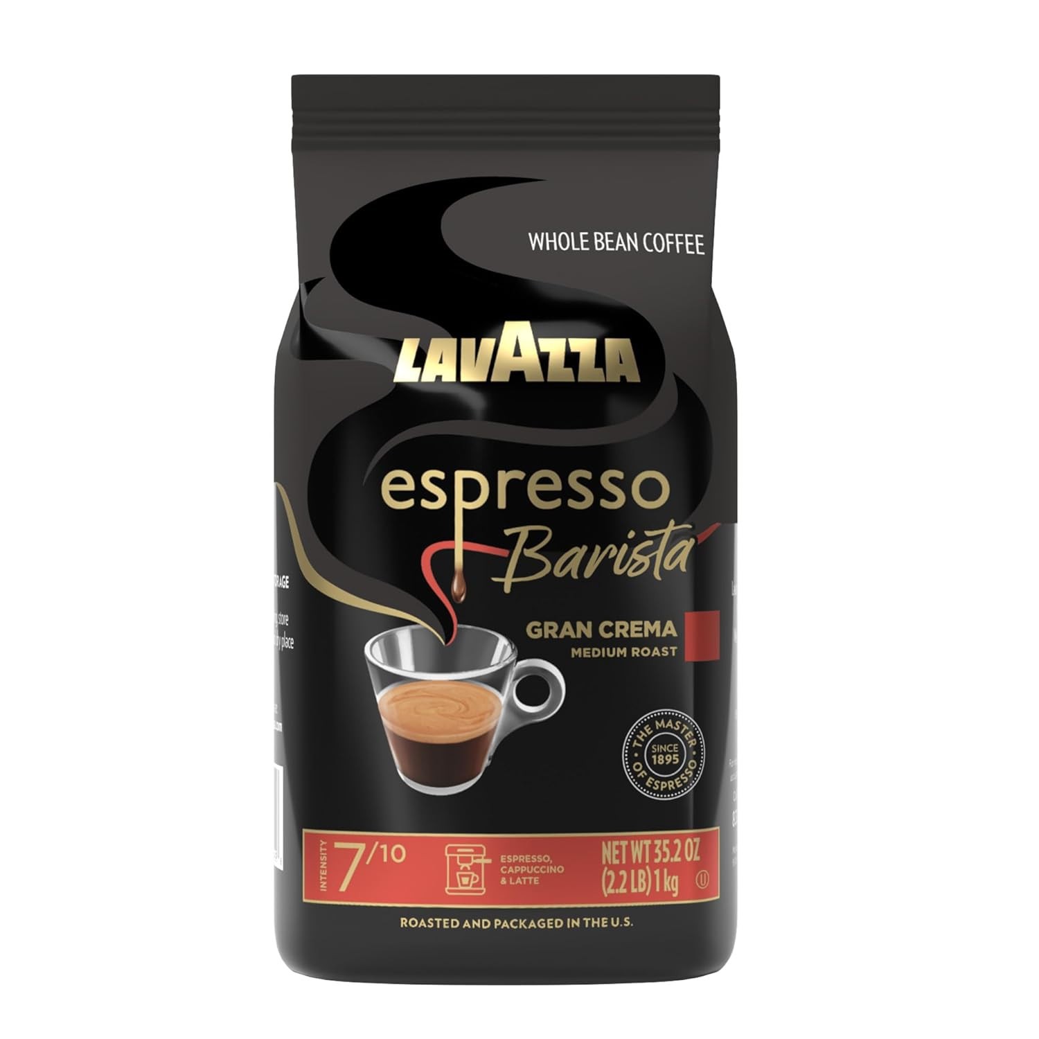 Lavazza Espresso Barista Gran Crema Whole Bean Coffee 2.2 lb – Medium Roast Blen