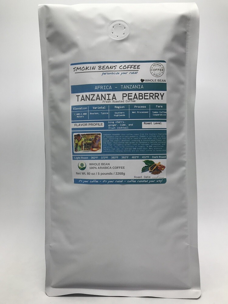 8oz/5lb – Tanzania Peaberry – African – Premium Fresh Roasted To Order Coffee
