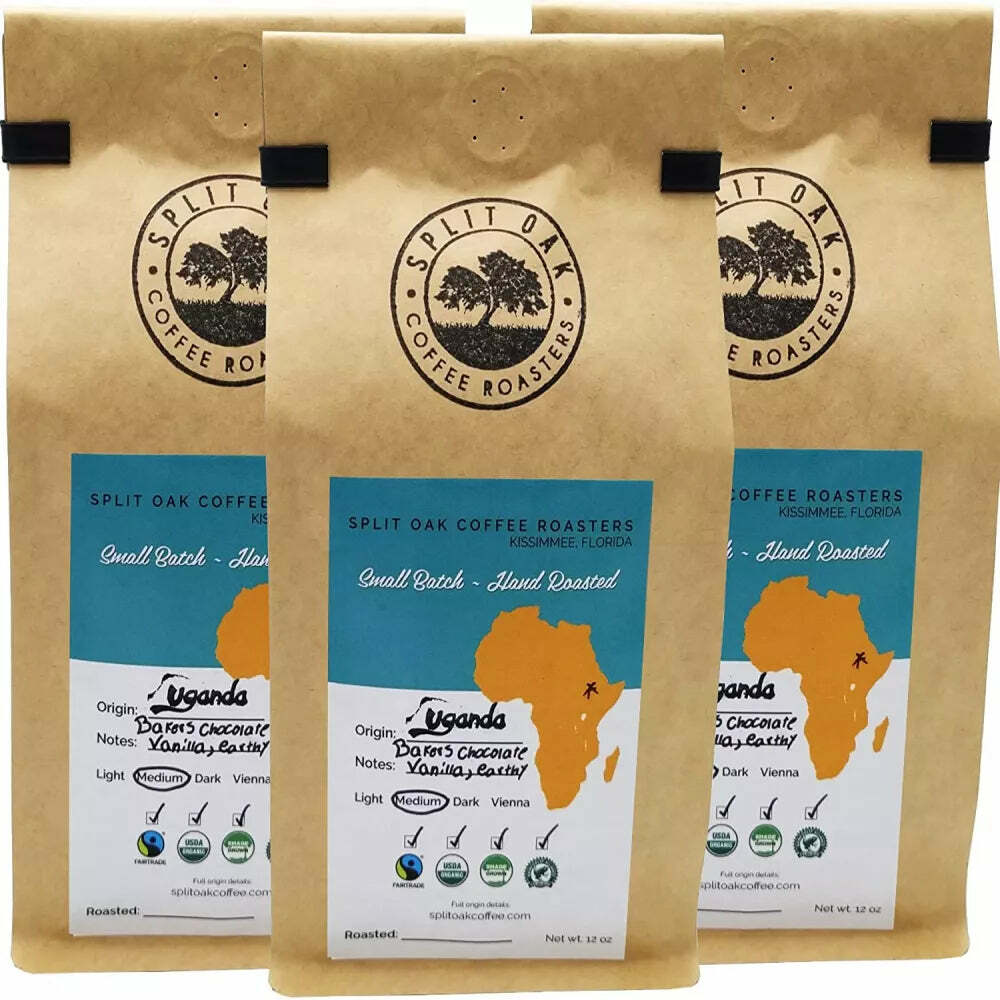 3 Pack Uganda Roasted Artisan Coffee Beans Organic 12oz, Espresso Arabica, Vanil