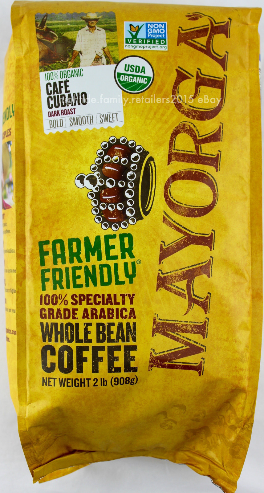 Mayorga USDA Organic Coffee Cafe Arabica Dark Roast Whole Bean, 2 Pounds