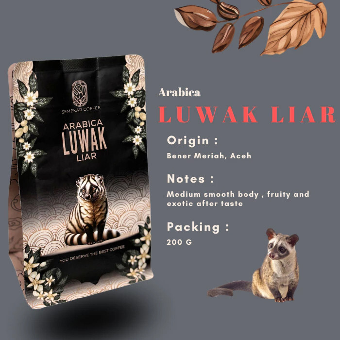 1 Kg Luwak Coffee Arabica Gayo 100% Wild Civet Whole Beans Coffee Roasted
