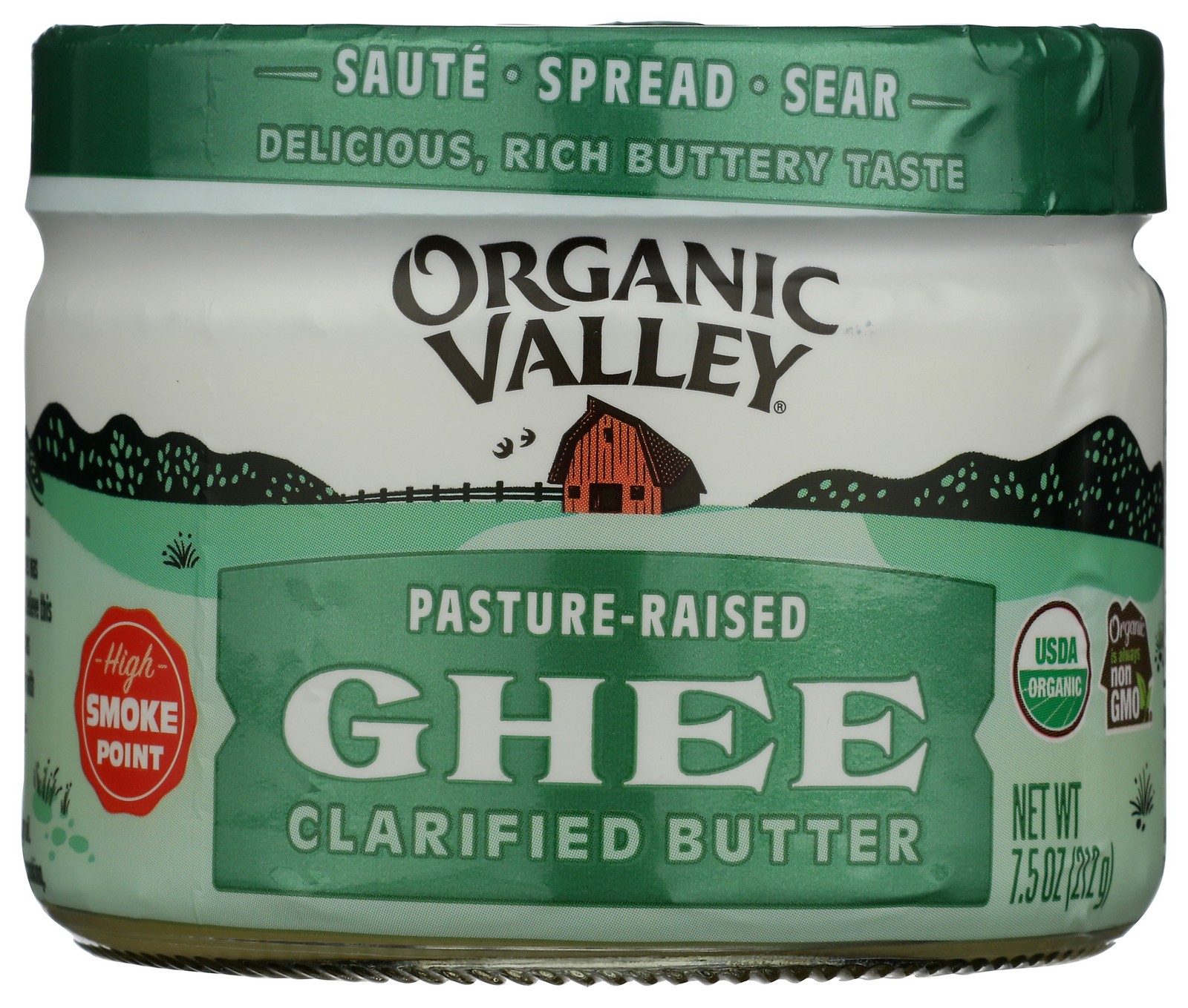 Organic Valley Clarified Butter Ghee 7.5 Oz Jar Oil 12 Pack