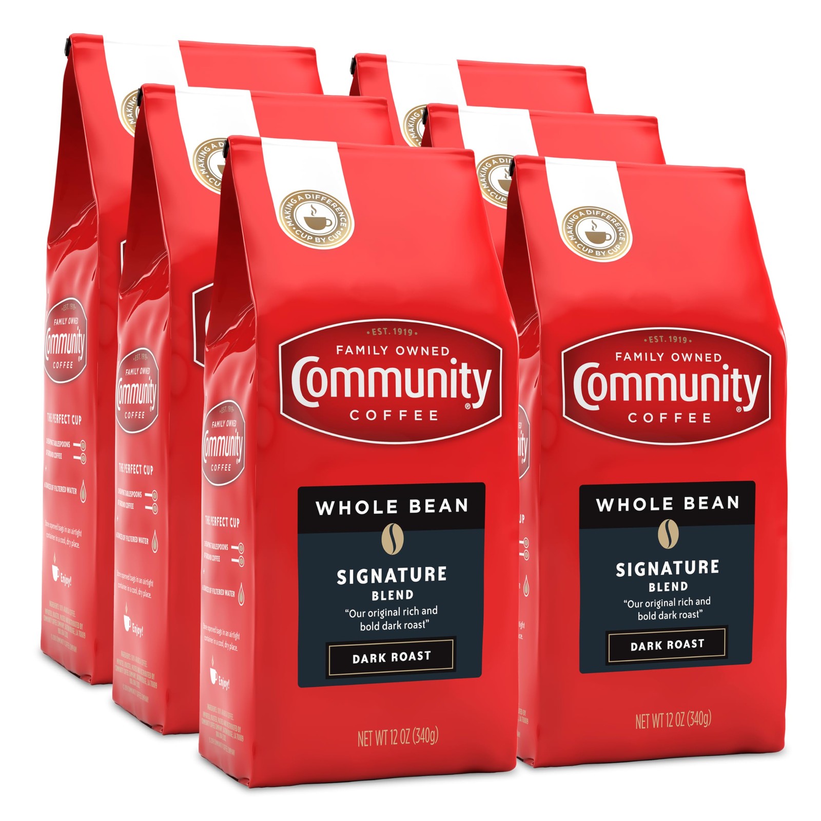 Community Coffee Signature Blend Dark Roast 72 Ounce, Premium Whole Bean