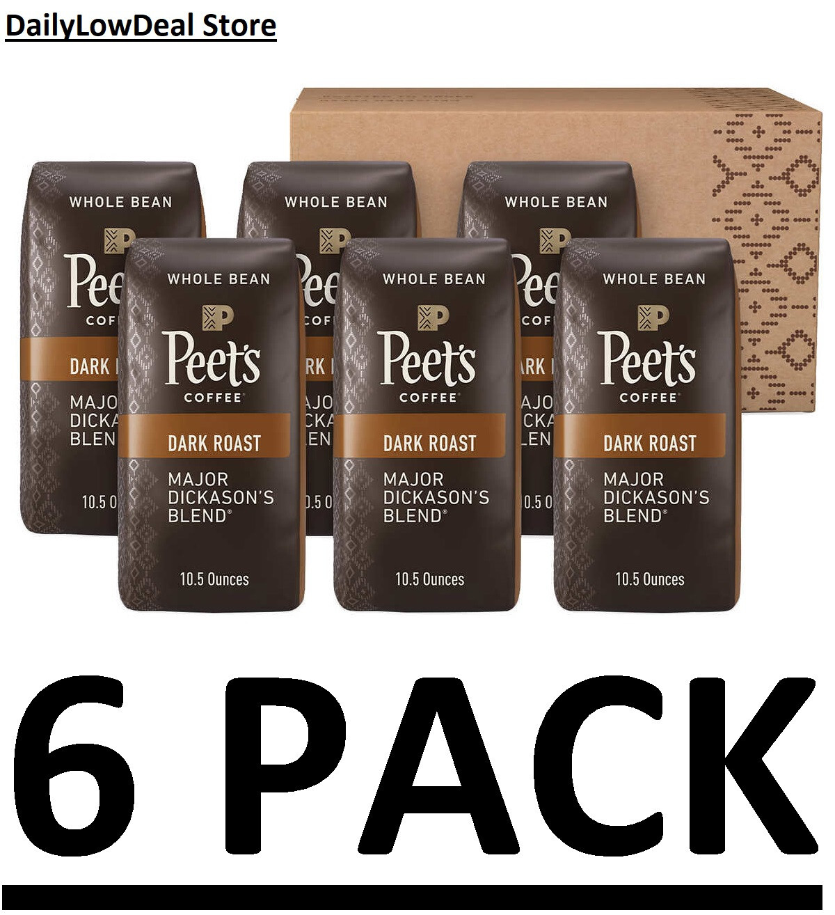 6 PACK – Peet’s Coffee Major Dickason’s Blend Whole Bean, 10.5 oz