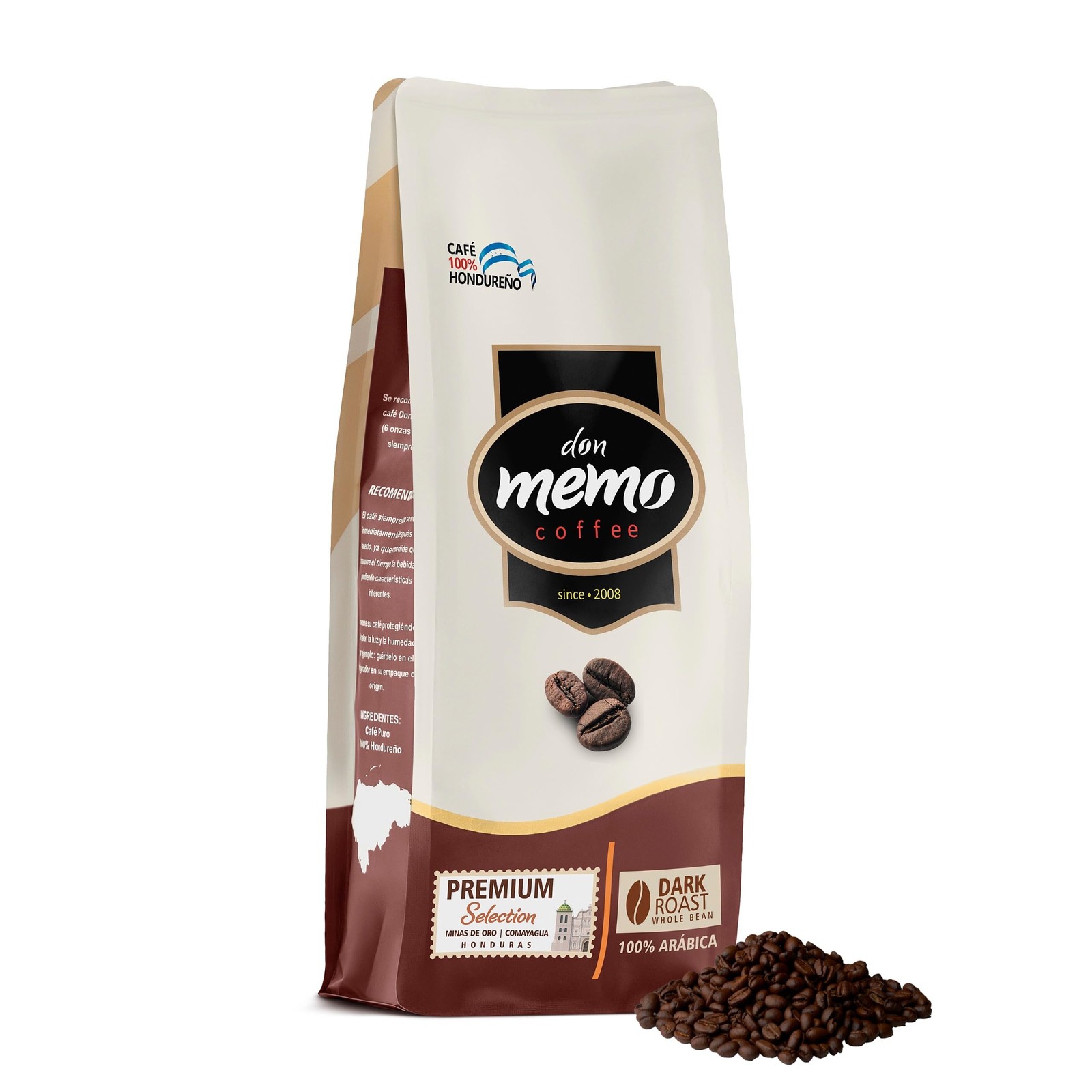 Don Memo Honduras Single Origin Dark Roast Whole Bean Coffee 12 Ounce Bag