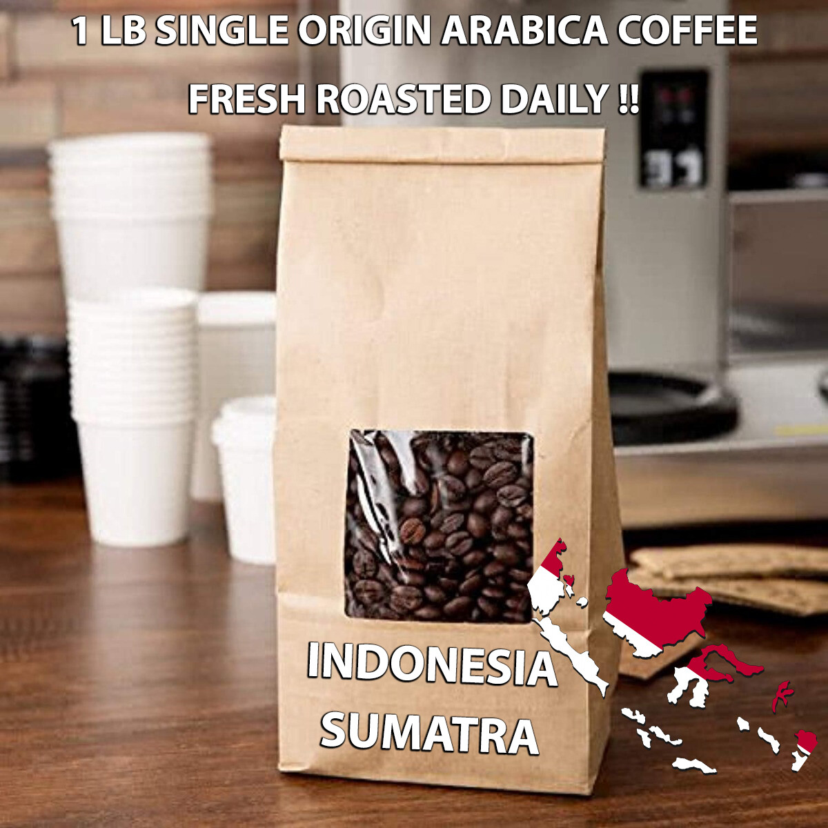 1 LB INDONESIA SUMATRA MANDHELING SAMPLE ROASTED COFFEE WHOLE BEAN, GROUND