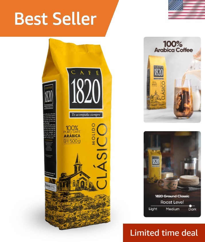Café 1820 Ground Coffee Classic Costa Rica Gourmet Arabica 18 oz