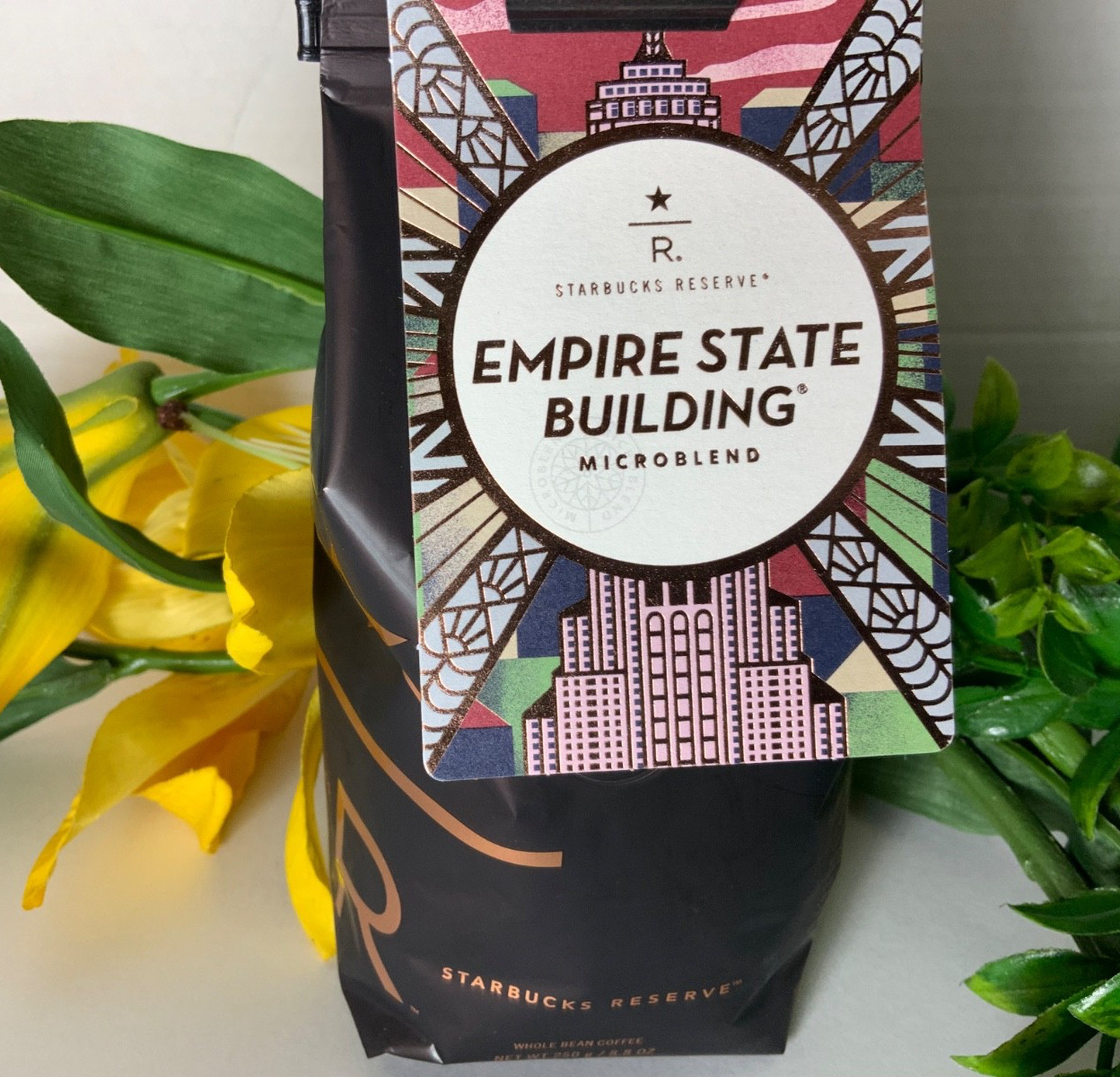 New York Starbucks Reserve Empire State Whole Bean Coffee and Cold cup