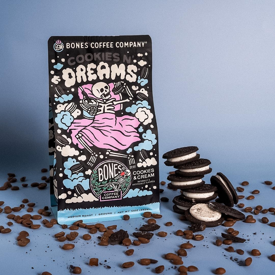 Cookies ‘N Dreams Cookies and Cream Flavored Coffee, Medium Roast Low Acid Ar…