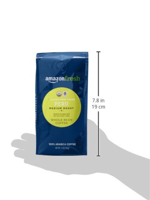 Organic Fair Trade Peru Whole Bean Coffee, Medium Roast – 12oz Pack of 3