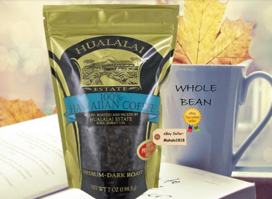 🌺100% HAWAIIAN COFFEE HUALALAI ESTATE Kona Hawaii 7oz WHOLE BEAN