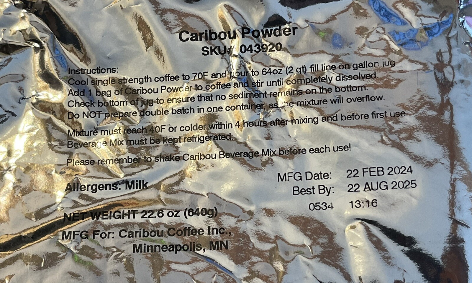 (3) x 22.6 oz CARIBOU Ground Powder Coffee 8/2025