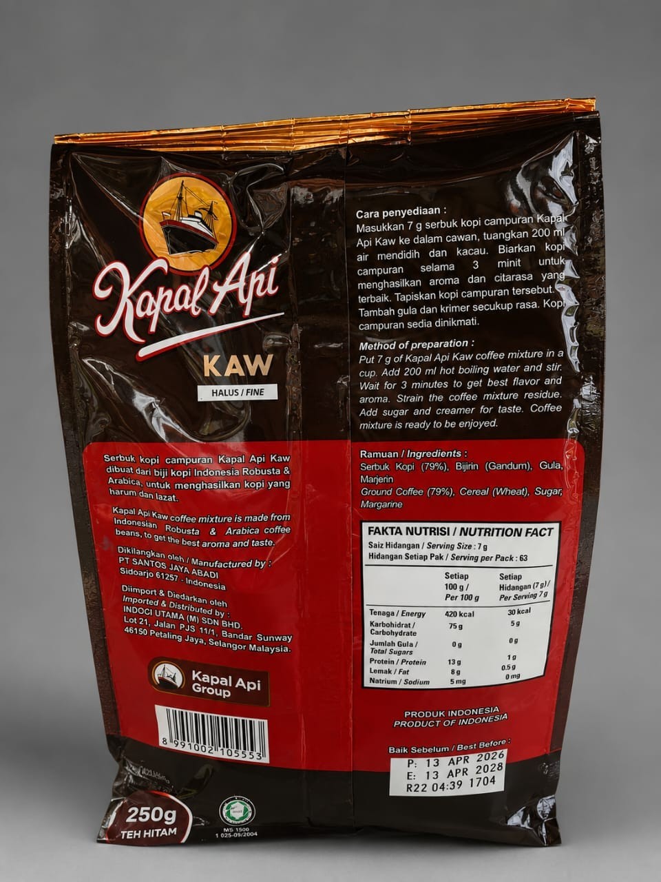 Kapal Api Kaw Fine Coffee Mixture 440g Indonesian Ground Coffee Halal