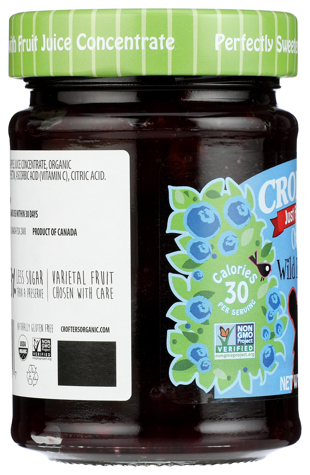 Crofter’S Just Fruit Organic Wild Blueberry Spread 10 Oz Jar 6 Pack