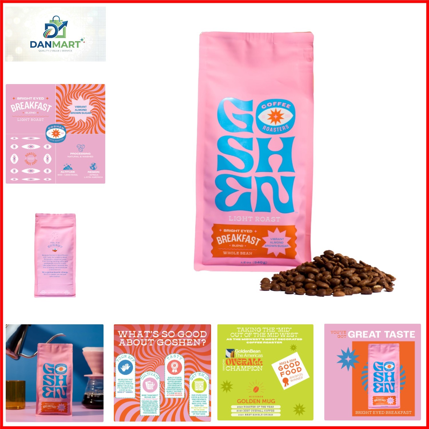 Bright Eyed Breakfast, Light Roast 12oz Whole Bean | Drip, Brewed or Espresso…