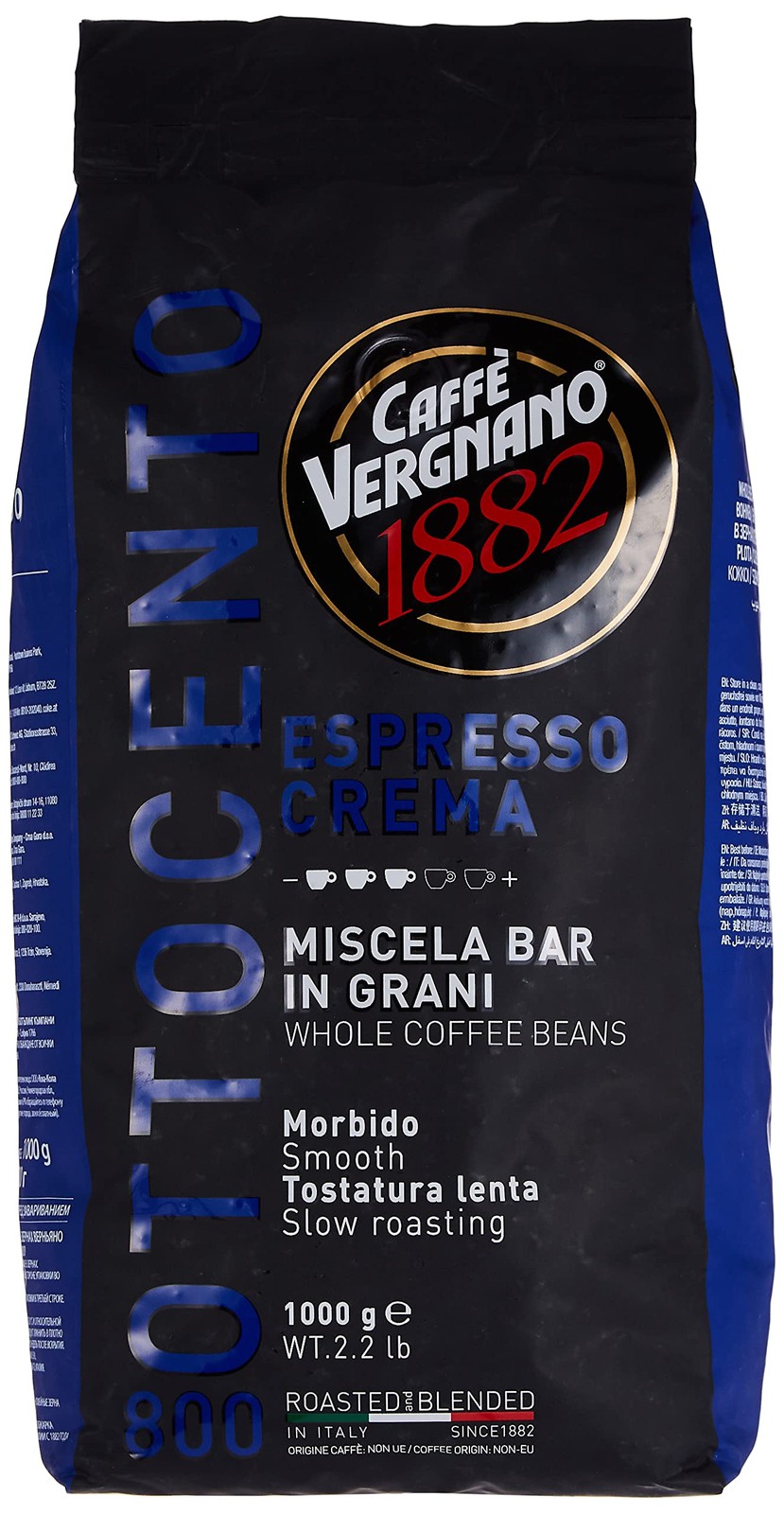 Caffe Vergnano Espresso Roast “Crema 800 Blend” Whole Bean Coffee | 2.2 Lb Ba…