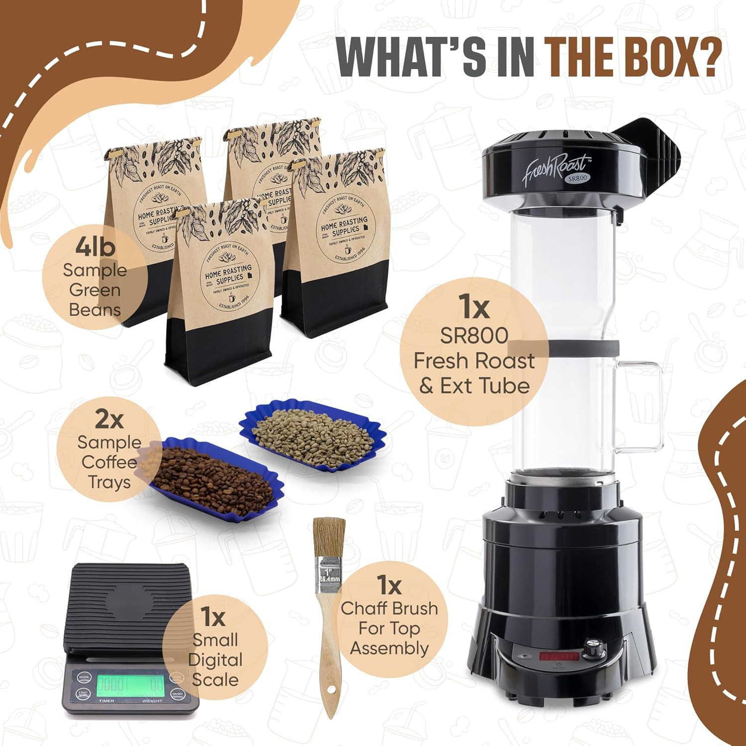 Ultimate Coffee Roaster Bundle: Scale, Green Beans, Trays & Chaff Brush