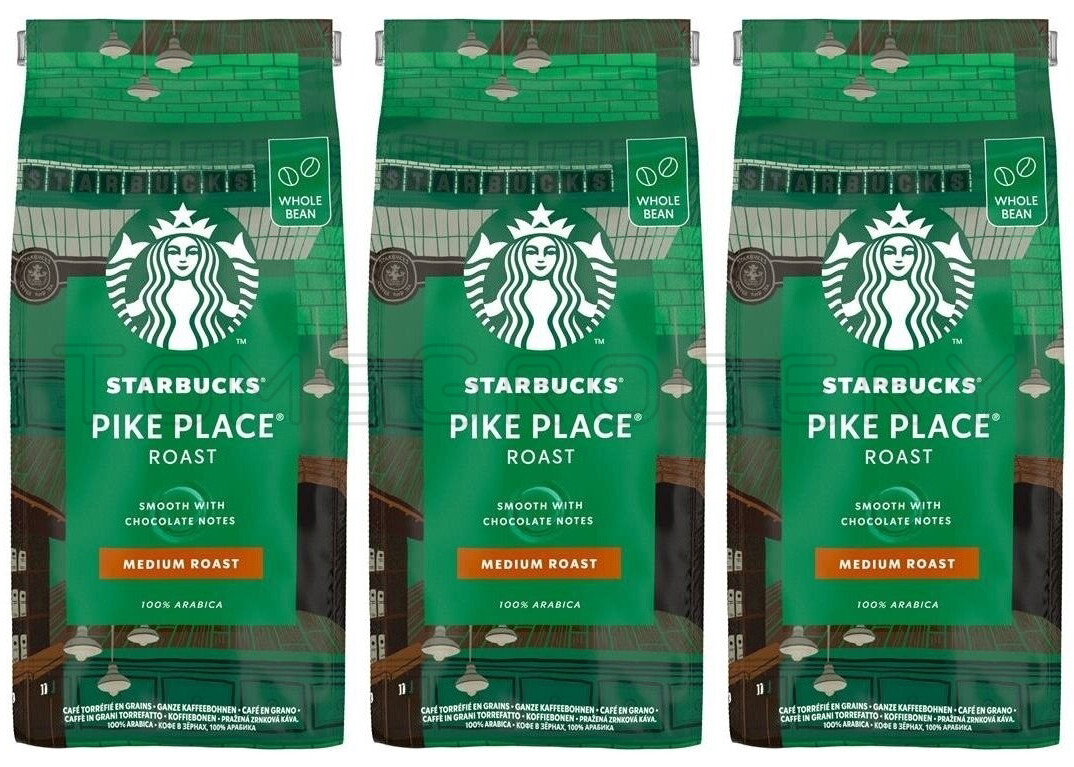 3 STARBUCKS PIKE PLACE ROAST ESPRESSO Whole Coffee Beans 100% Arabica 450g 16oz