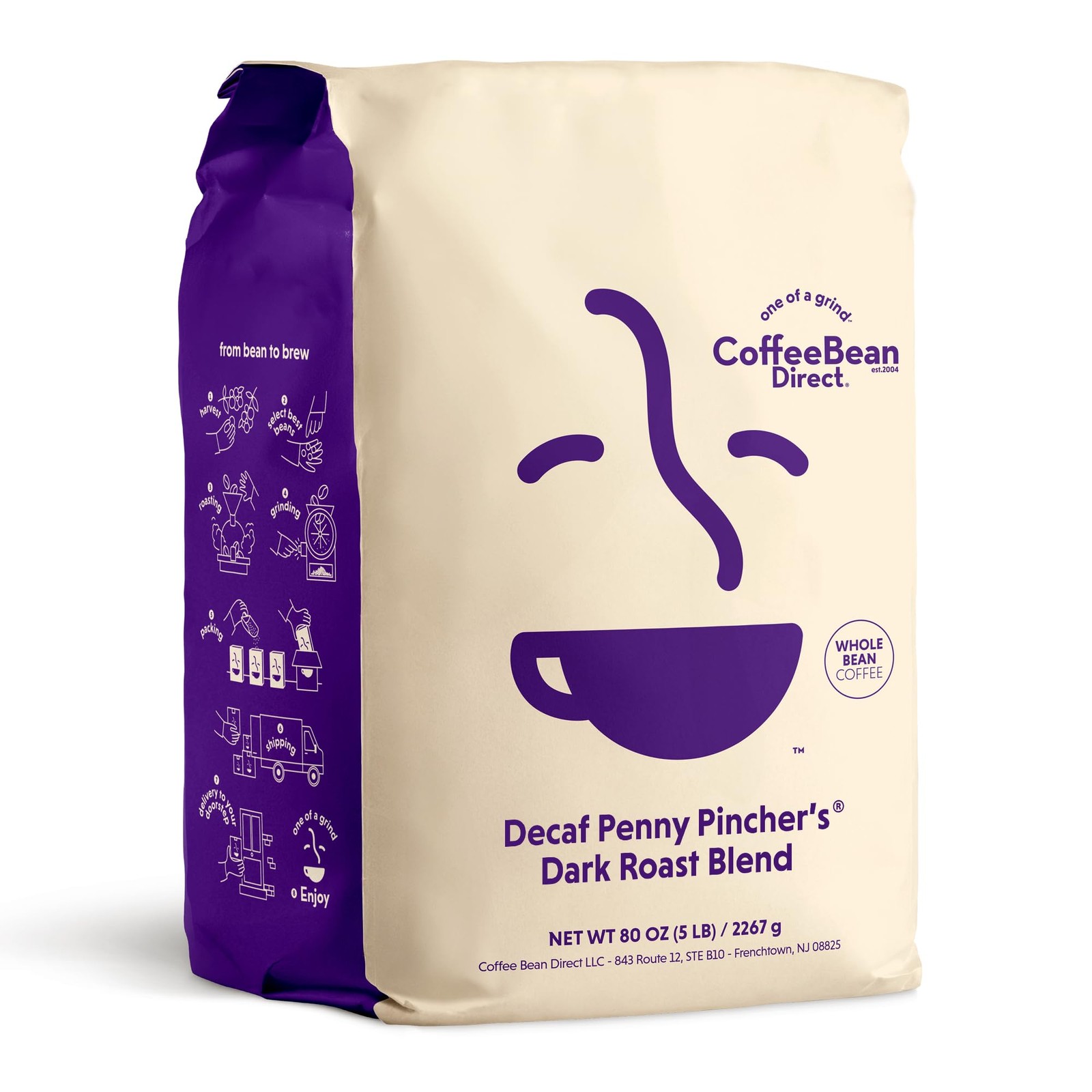 Decaf Penny Pincher’s® Dark Roast, Whole Bean, 5lb Bag