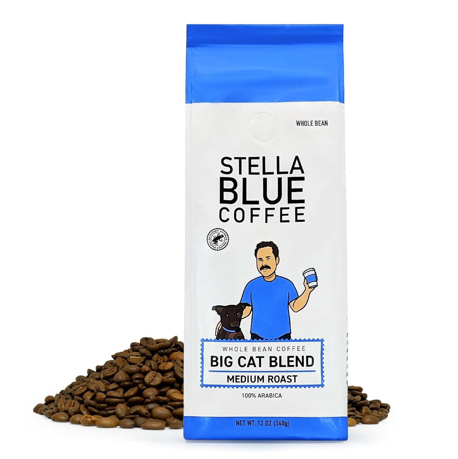 Whole Bean Coffee Big Cat Blend Medium Roast Caramel Hazelnut Fruity Notes 100%