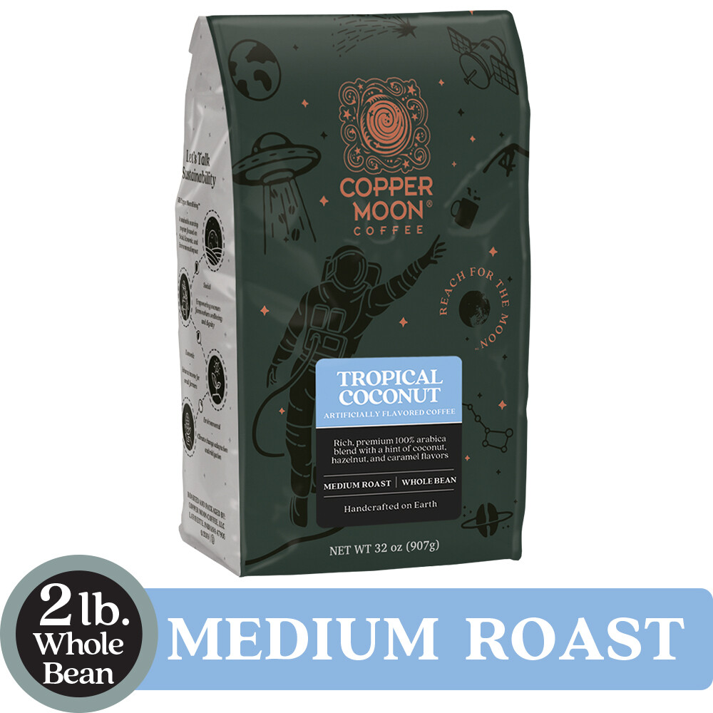 Copper Moon Coffee Tropical Coconut, Medium Roast Whole Bean, 2 Lb.