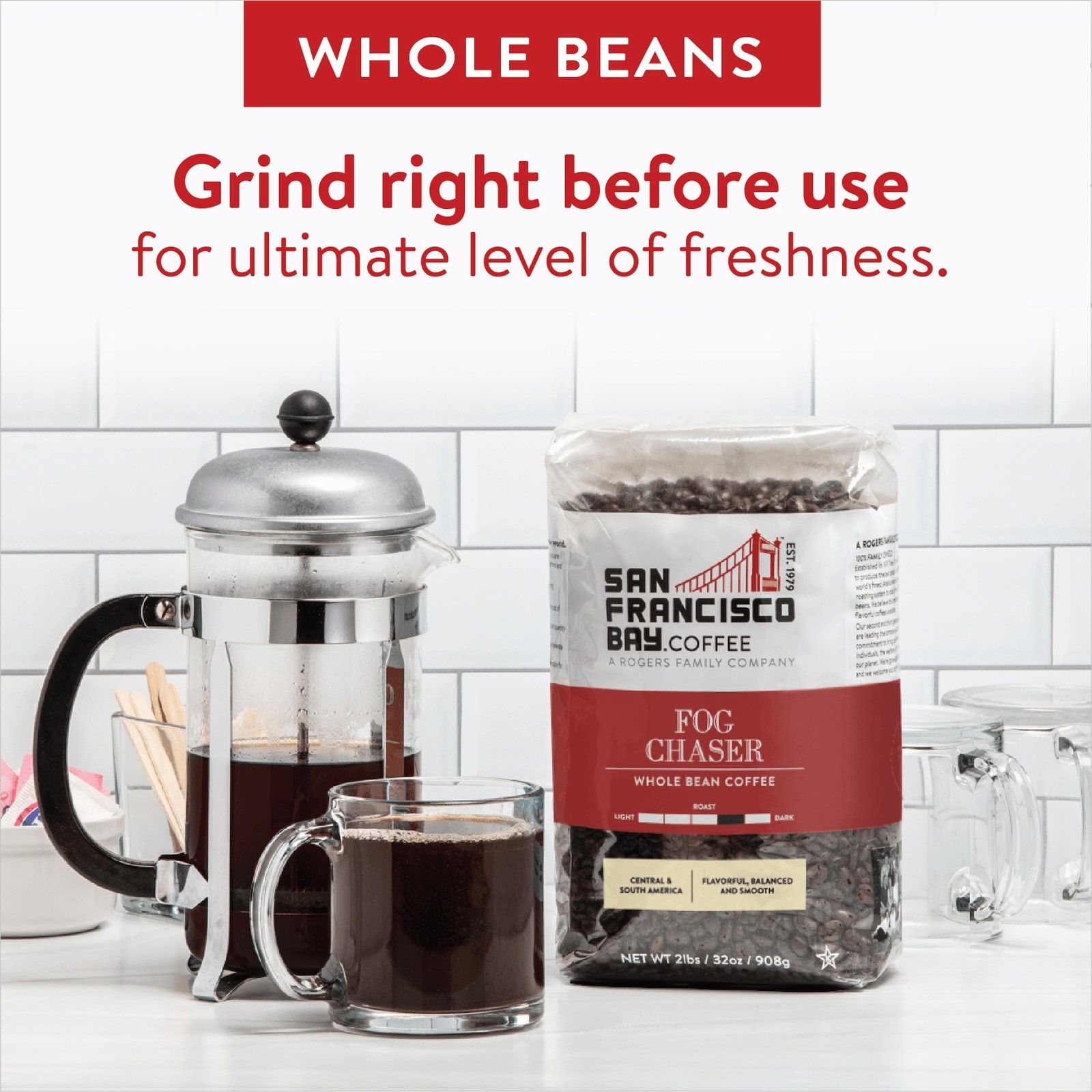 San Francisco Bay Coffee – Medium-dark Roast Whole Bean Coffee – Fog C