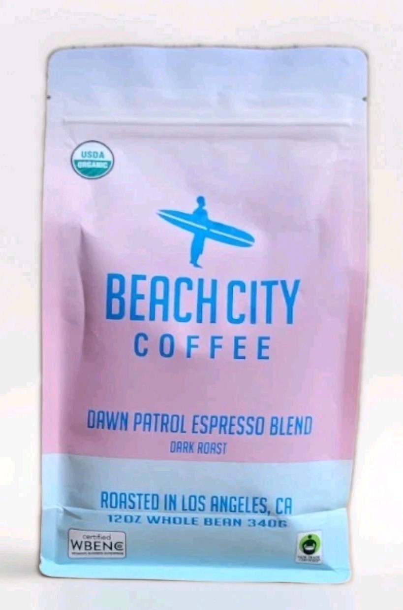 BEACH CITY COFFEE Dawn Patrol Espresso Blend Whole Bean Dark Roast 12oz/340g Bag