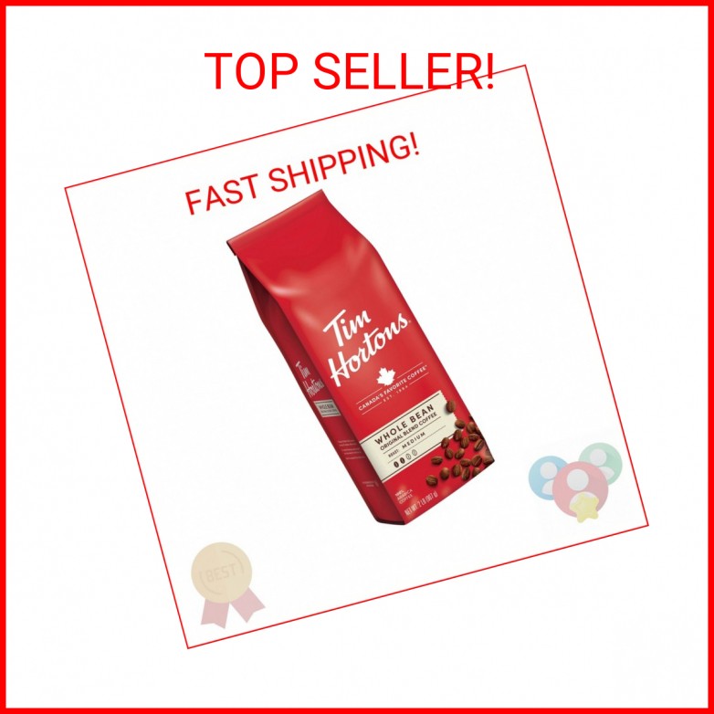 Tim Hortons Whole Bean Original, Medium Roast Coffee, Made with 100% Arabica Bea