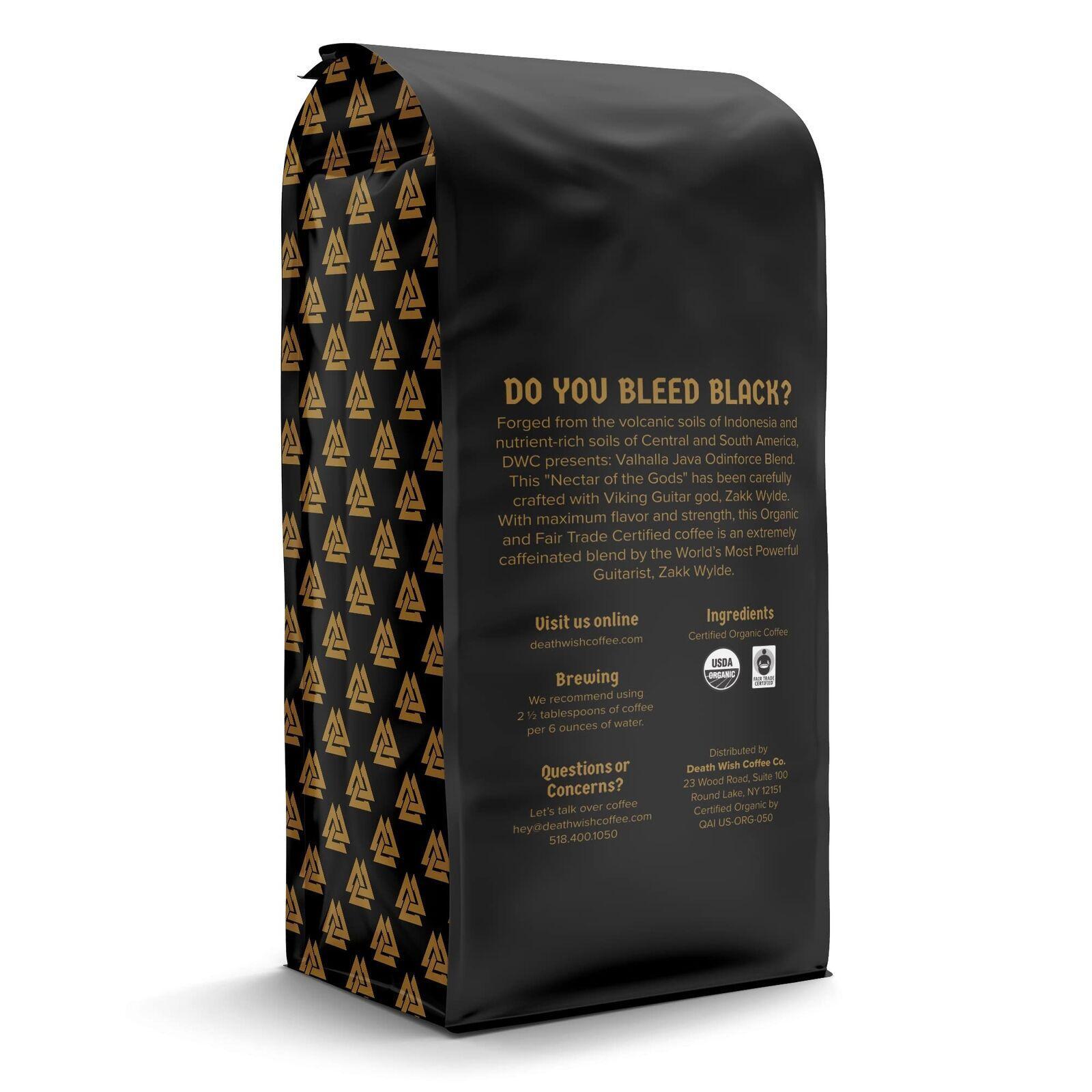 Death Wish Coffee Valhalla Java Dark Roast Ground Coffee 12 Oz Bold & Intense…