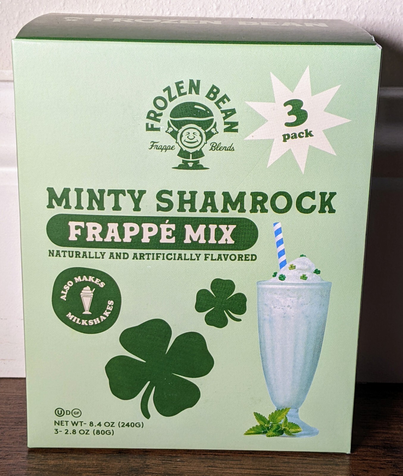 Frozen Bean Minty Shamrock Frappe Mix Naturally Artificially Flavored 3 Pack NEW