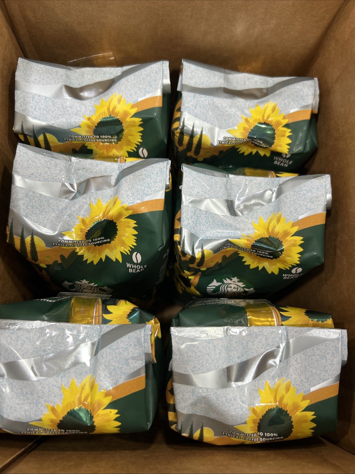 6 x Starbucks Sunsera Blend Light Roast Whole Bean Coffee 12oz each.