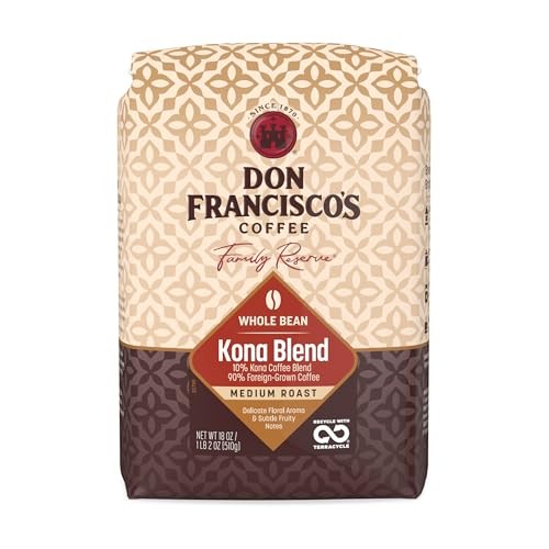 Don Francisco’s Kona Blend Whole Bean Coffee, 18 OZ Bag, Medium Roast