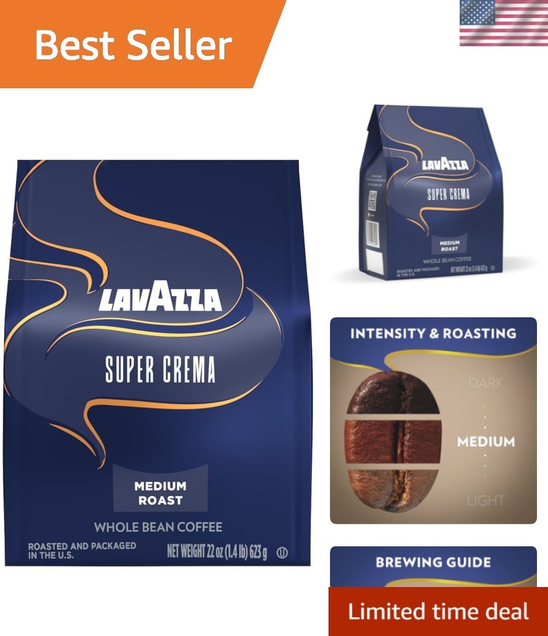 Super Crema 22 oz Whole Bean Coffee – Bold Espresso Roast, Sweet Hazelnut Notes