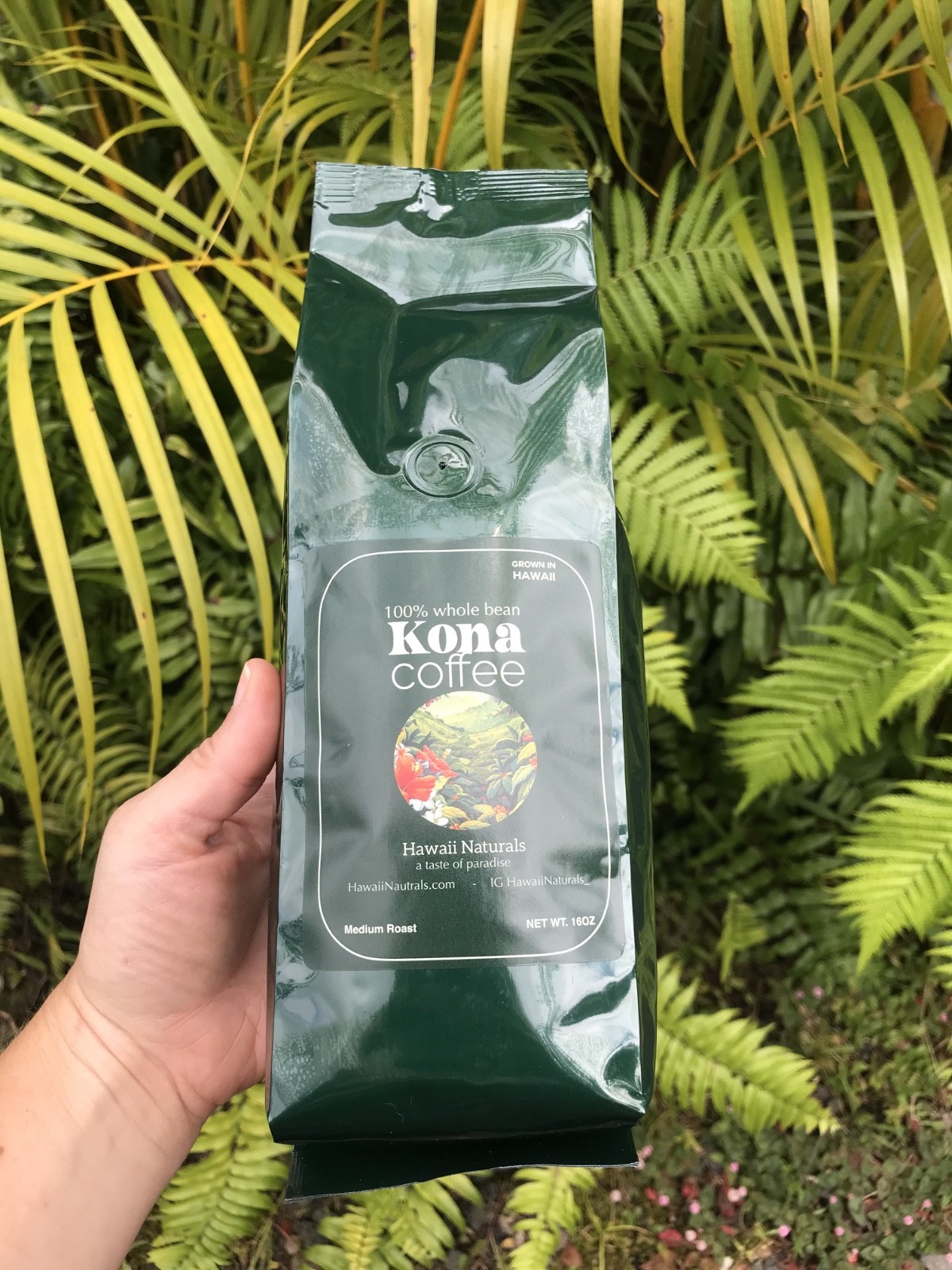 SHIPS FROM HI Genuine 100% KONA COFFEE BEANS MEDIUM ROASTED 1 POUND BAG