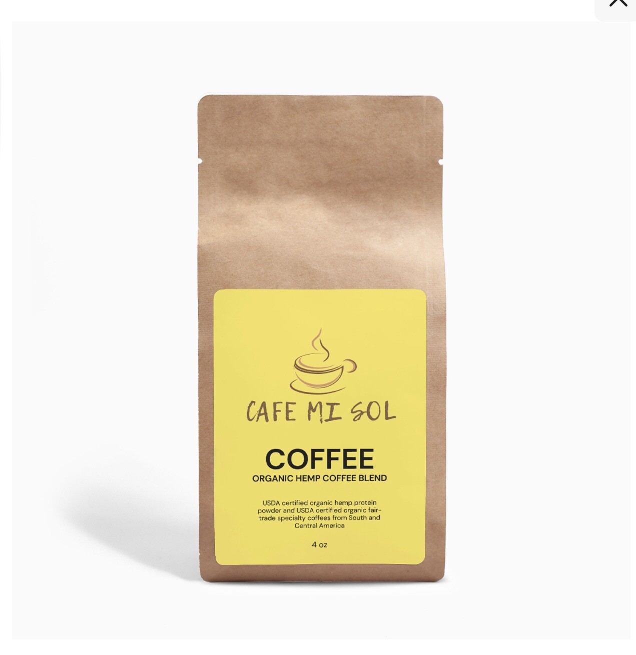 Cafe Mi Sol Organic Hemp Coffee Blend Medium Roast 4oz