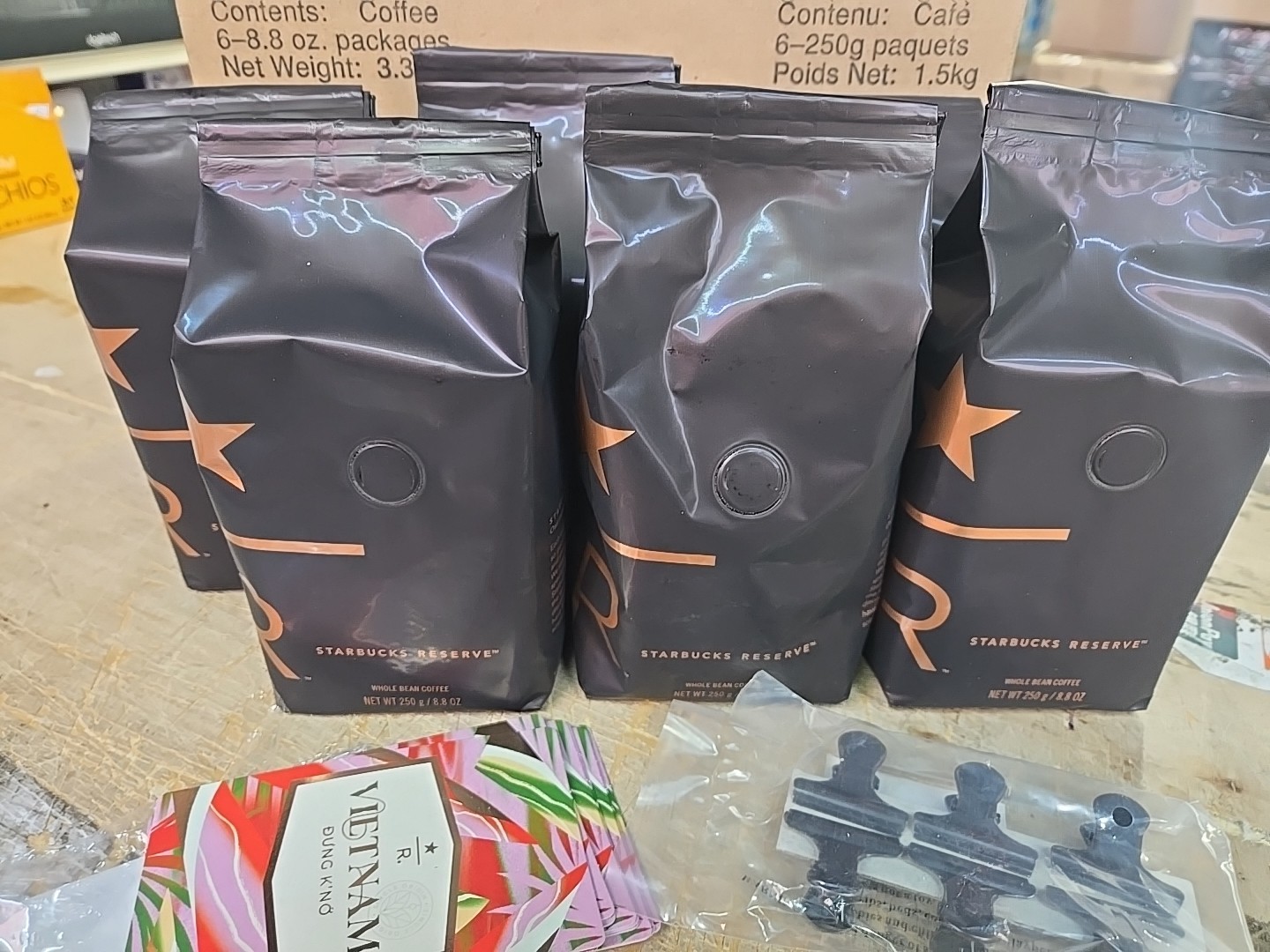 (6 Pack) Starbucks Reserve Whole Bean Coffee 250g 8.8oz BB 09/mar/26